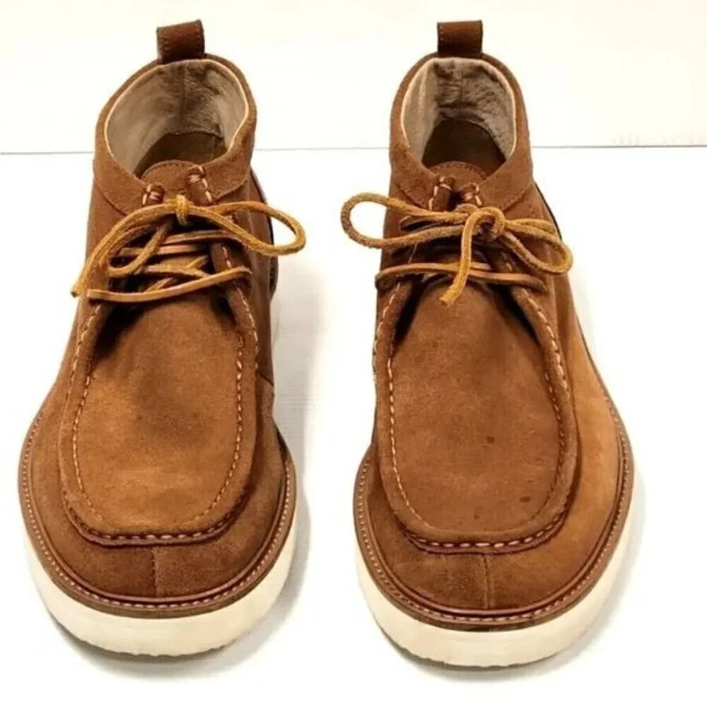 ANDREW MARC HAVEN CARIBOU/ WHITE/DK CYMBAL CHUKKA SUEDE LACE UP BOOT size 13